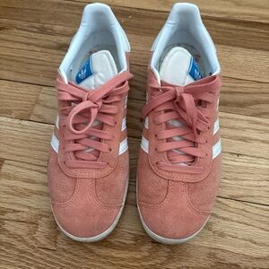 Adidas Pink and White Gazelle Sneakers